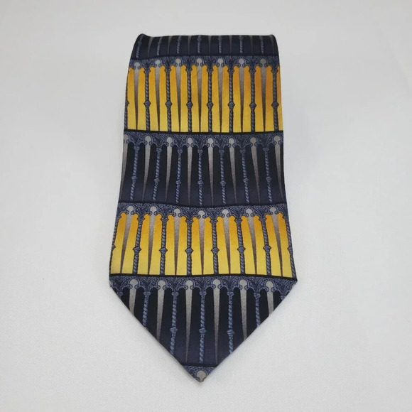 VTG DiMoggio 100% Silk Tie Baroque Black Grey Gold 60" Long 4" Wide - Picture 2 of 8